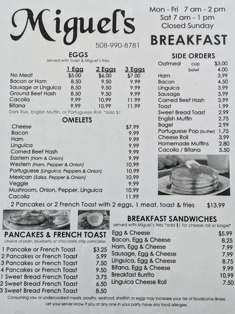 Miguel's Restaurant Menu image 1